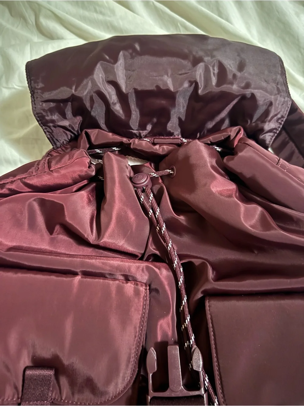 PINK Victoria's Secret Kids Burgundy Puffer Jacket with Utility Buckles